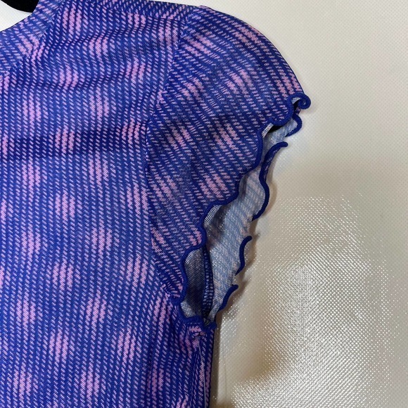 Abound Womens Ruffle Cap Sleeve Top Sheer Mesh Fitted Tee Purple XS - Picture 10 of 12